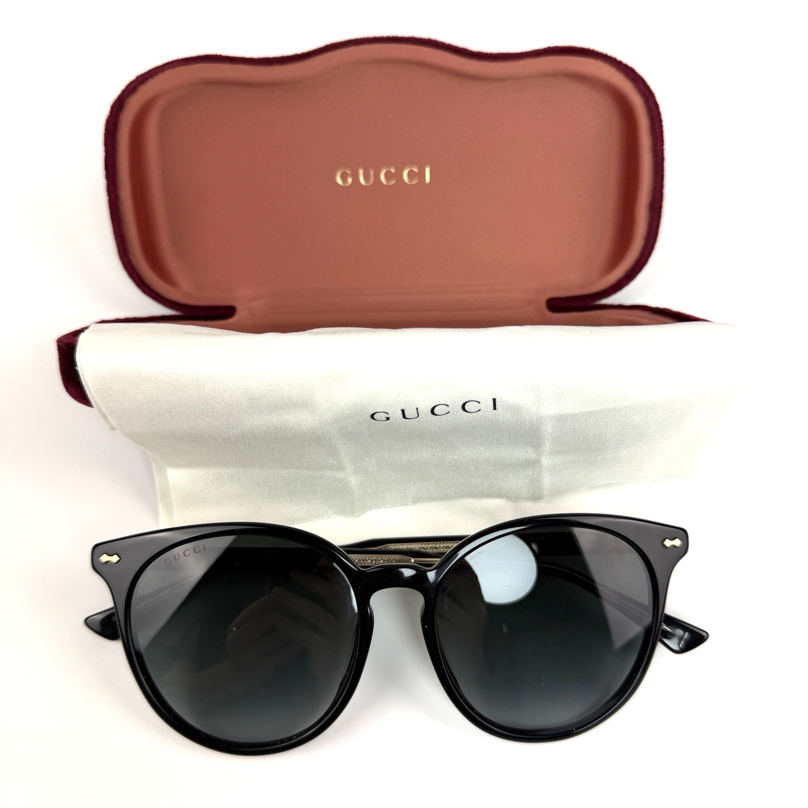 Gucci Women's Round Sunglasses Black Gradient Opulent Luxury 3085