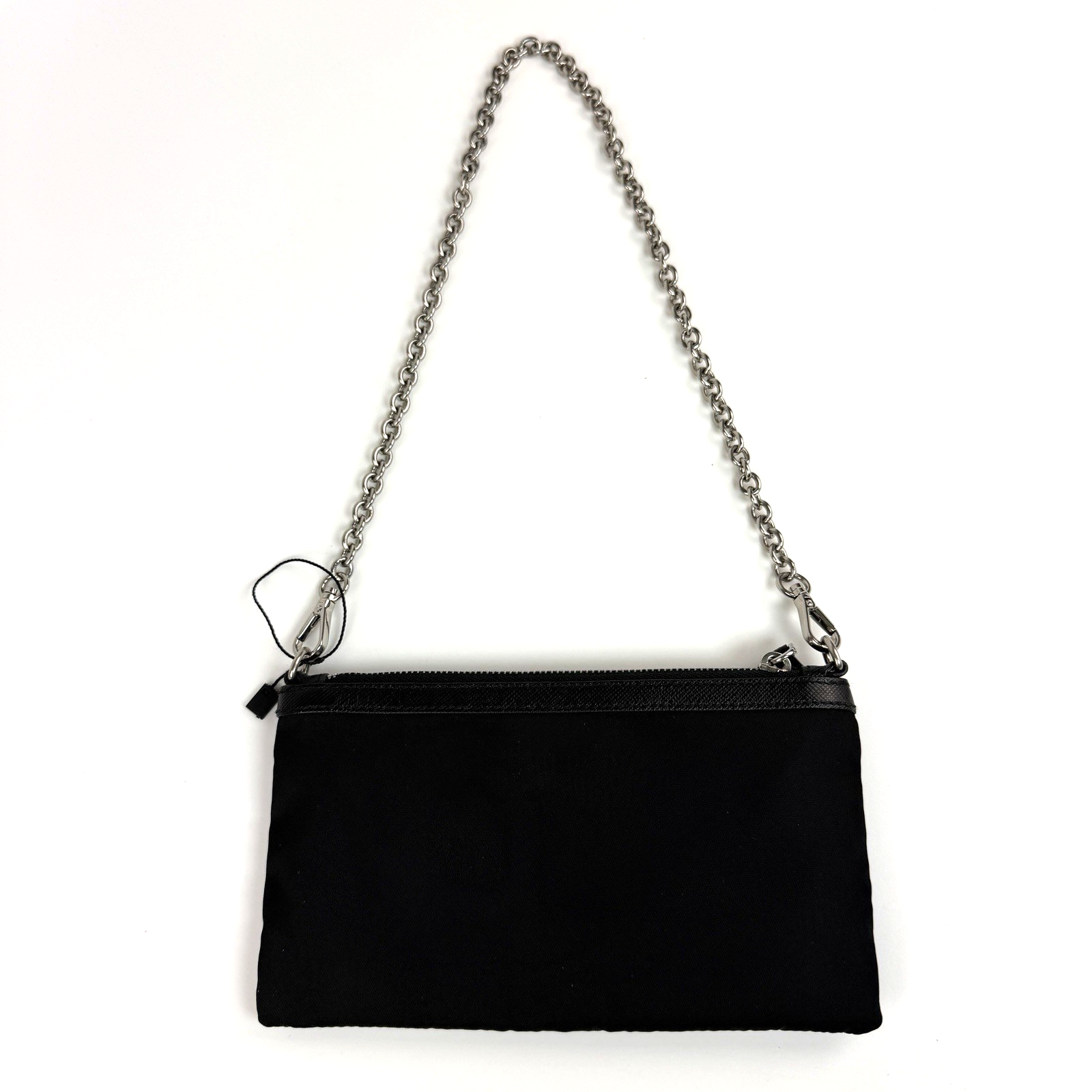 Prada Tessuto Logo Chain Pochette Black Nylon 1983