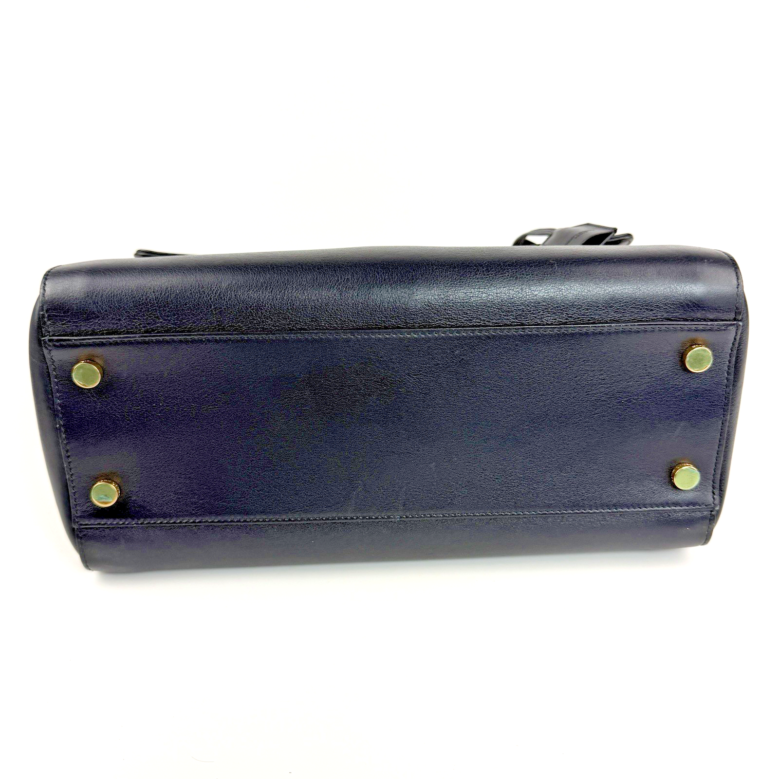 YSL Moujik Medium 2-Way Bag Navy Blue Leather 2335