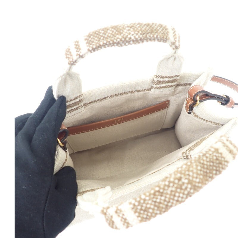 Celine Cabas Thais Tote Small Beige Jacquard