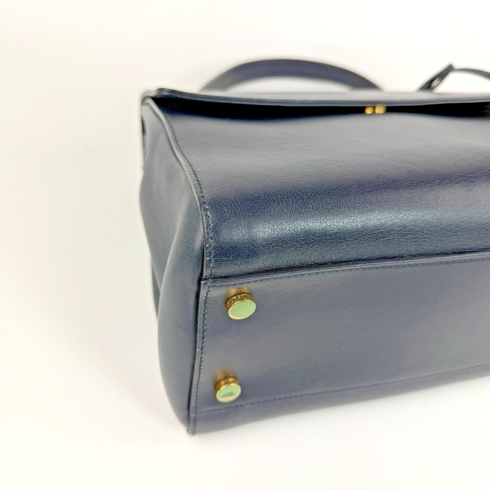 YSL Moujik Medium 2-Way Bag Navy Blue Leather 2335