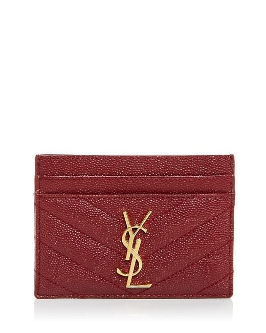 YSL Cassandre Cardholder Burgundy Red